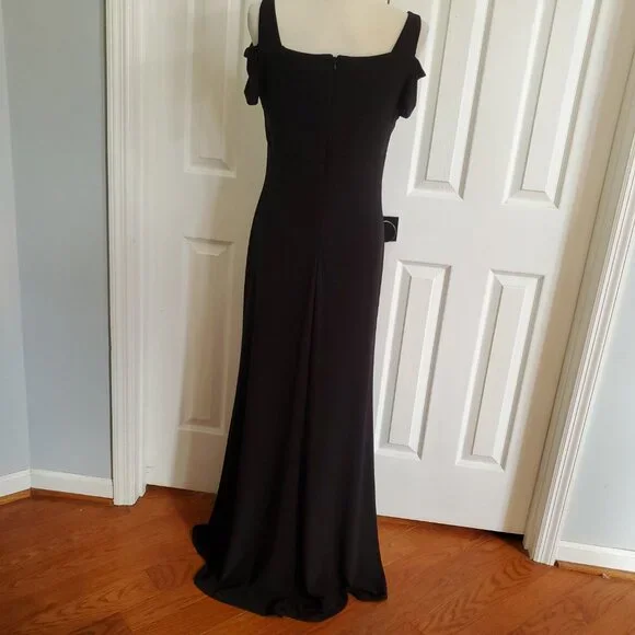 NW Nightway Side Slit Long Black Formal Prom Dress Size 10 - Picture 3 of 8
